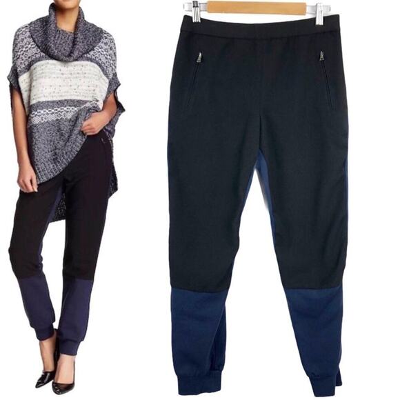 BCBGMaxAzria Gianni Black & Navy Contrast Colorblock Cargo Pants  Small - Picture 1 of 15